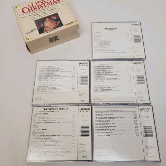 Classical Christmas Songs Delta Five 5 CD Disc Set Laserlight Bach Mozart Handel - Picture 4 of 9